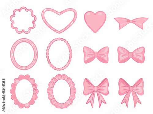 Pink cookie cutters in various shapes including hearts bows and flowers arranged neatly