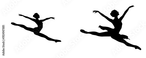 Elegant Silhouette of a Ballerina in a Grand Jete Leap