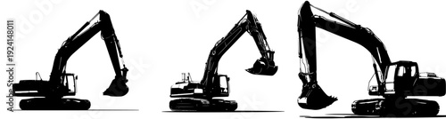 Robust Construction Machine - A Monochrome Marvel of Power and Precision
