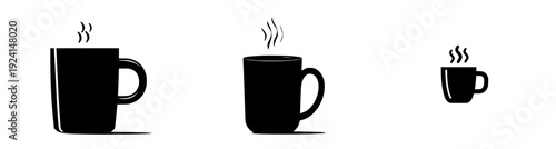 Elegant Silhouette of a Coffee Mug with Handle and Steam