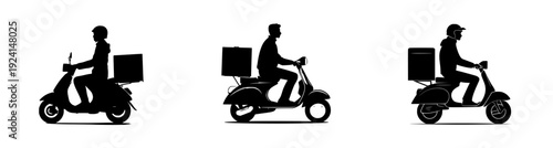Silhouette of a Delivery Courier on a Scooter