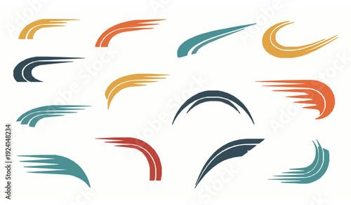 Canvas Print Retro Swoosh Vector Icons – Dynamic Swoops and Tails Set
