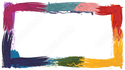 Colorful art frame with paint strokes