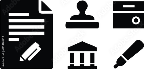 Flat icons representing legal and document concepts