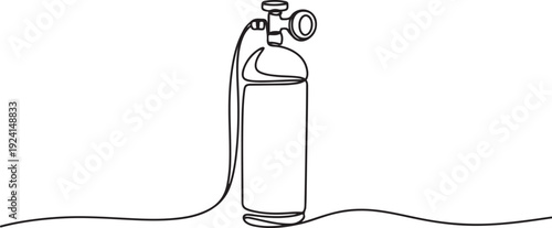 one continuous line drawing of hospital oxygen gas.one line drawing of medical oxygen gas tank. isolated white background