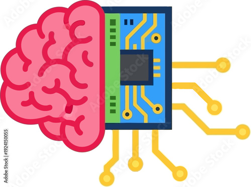 Artificial Intelligence and Machine Learning Concept Digital Brain with Circuits and Microchip Illustrating Technology and Innovation