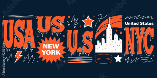 Streetwear NYC Graffiti SVG Design – Bold Layered Shapes Inspired by USA, US, U.S, United States Urban Style