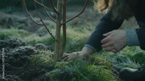 Person Planting Seedling in Garden Soil for Sustainable Growth