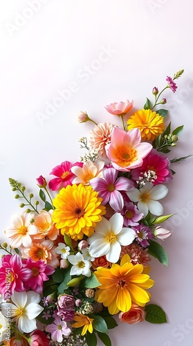 Vibrant Mixed Blossom Floral Border Soft Peach