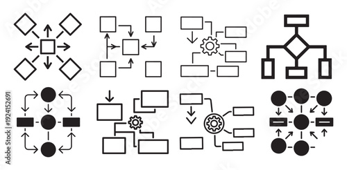 Block flowchart and squared process diagram icon collection. vector illustration eps 10