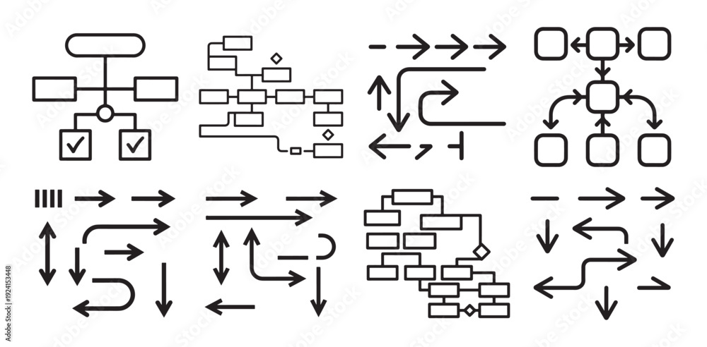 Obraz premium Directional path and workflow navigation diagram icon set. vector illustration eps 10