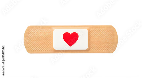 A band aid with a heart on it isolated on transparent background
