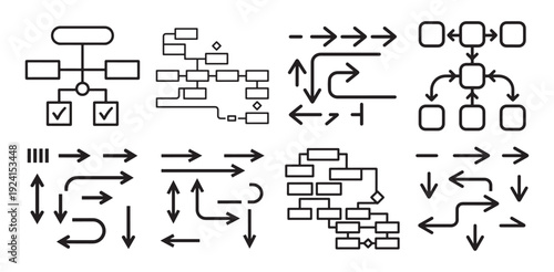Directional path and workflow navigation diagram icon set. vector illustration eps 10
