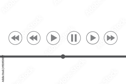A simple media player interface with playback controls on a white background