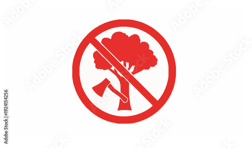 No tree cutting sign forest protection icon vector