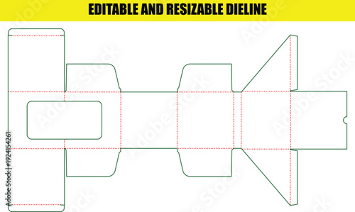 Editable and Resizable Dieline for an Elongated Packaging Box Structural Framework