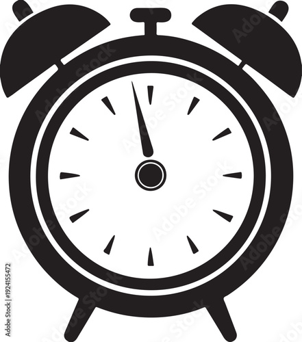 Retro vintage alarm clock vector illustration with classic twin bell design and detailed time dial