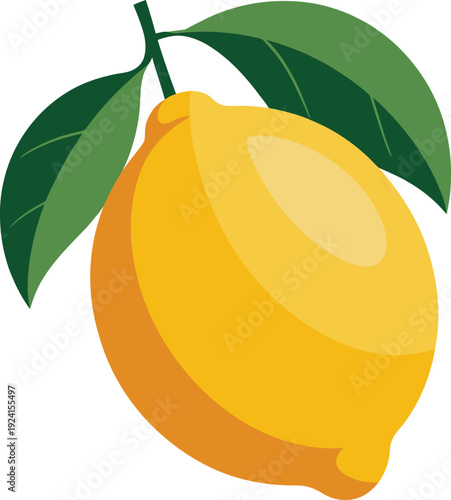 Yellow Lemon with Green Leaves fruit 1