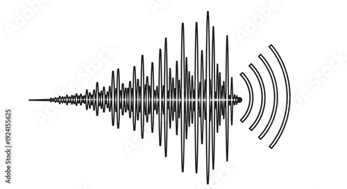 Dynamic neon blue sound wave equalizer graphic displaying intricate audio frequency vibrations against a dark digital background