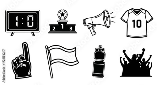 Black and white sports and competition icons set.