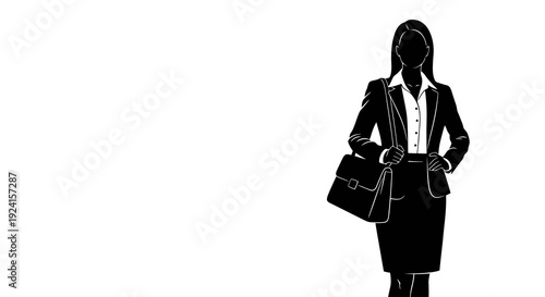 Silhouette of a professional businesswoman carrying a briefcase.