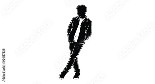 Silhouette of a stylish man leaning casually.