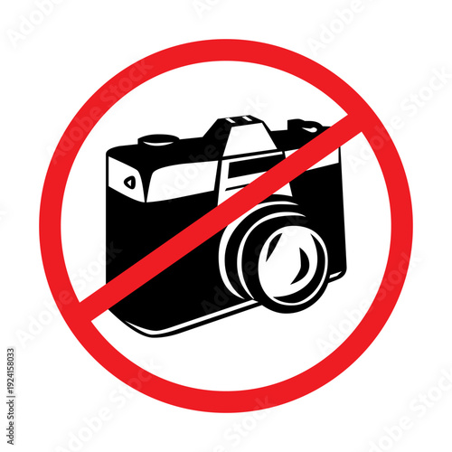 No Photography Allowed Sign with Camera Icon.