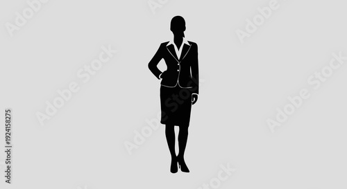 Silhouette of a Professional Businesswoman Standing Confidently.