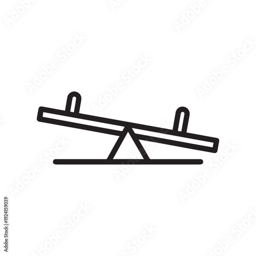 Seesaw Playground Line Icon Vector On White Background 