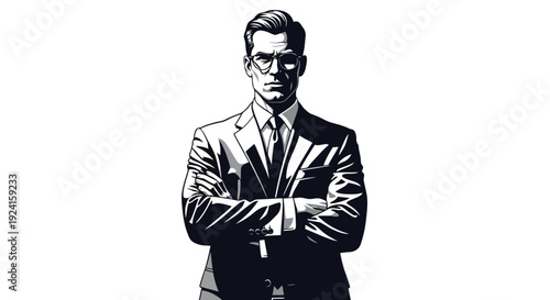 Professional Man Confident Business Suit Arms Crossed.