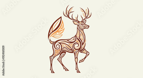 Stylized Deer Illustration with Ornate Patterns.