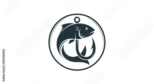Black Fish Hook Logo Design Element.