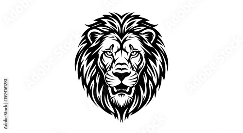 Lion Head Illustration with Detailed Mane.