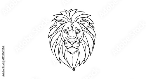 Lion Head Illustration Detailed Mane Portrait.