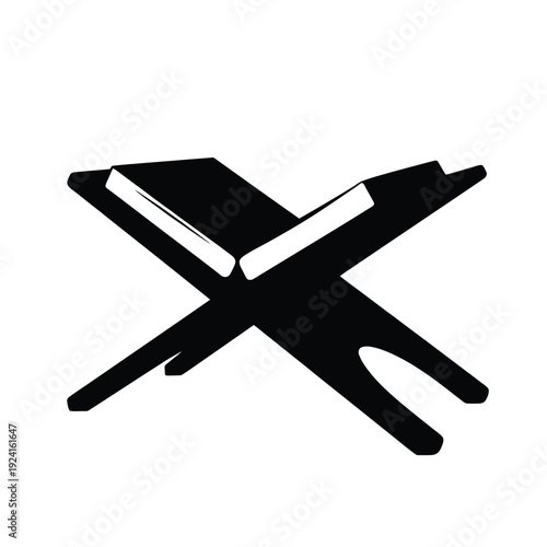 Open book icon displaying pages in an x shape simple black silhouette design