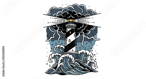 Sailboat Navigating Through Stormy Weather Conditions.