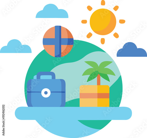 Travel and shipping concept illustration isolated on transparent background, Vector, illustration