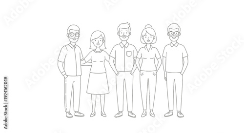 Group of Five People Standing Together.