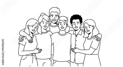 Group of People Standing Together Smiling.