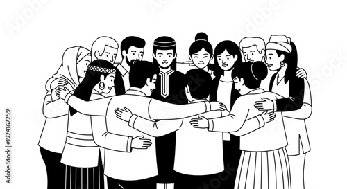 Diverse Group of People Holding Hands Together.