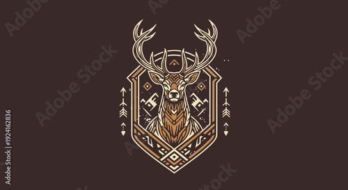 Illustration of Deer Head Crest Design.
