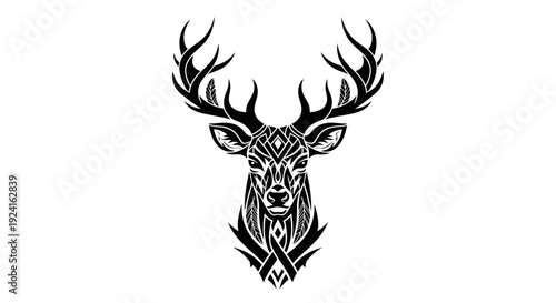 Deer Head with Antlers Illustration Design.