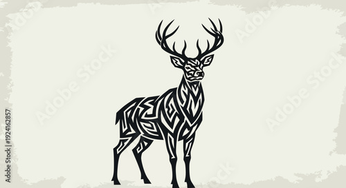 Stylized Deer Illustration with Geometric Patterns.