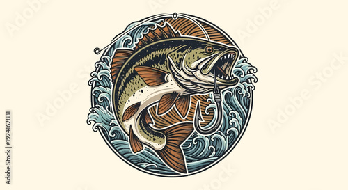 Fish Emblem with Celtic Style Design Elements.