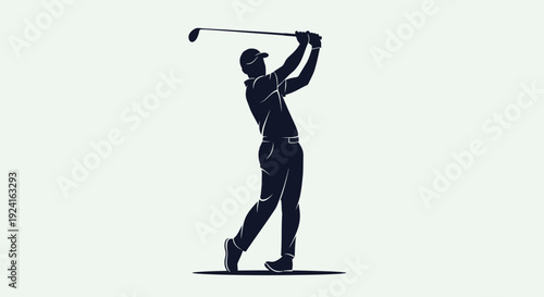 Golf Player Silhouette Swinging Golf Club.