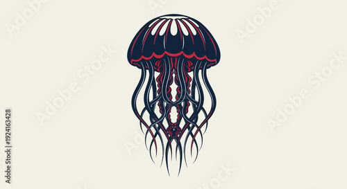 Illustration of a Black Jellyfish with Tentacles.