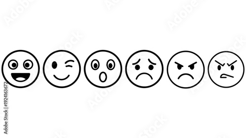 Set of diverse emoticon faces showing various emotions