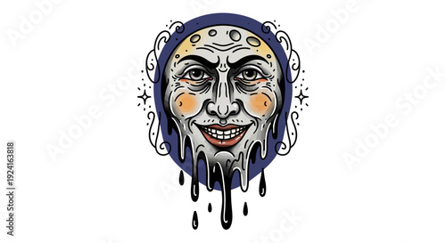 Gothic Moon Face with Melting Effect.