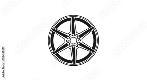 Black Alloy Car Wheel with Five Spokes.