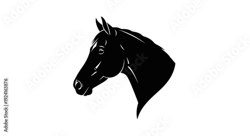 Black Horse Head Silhouette Illustration.